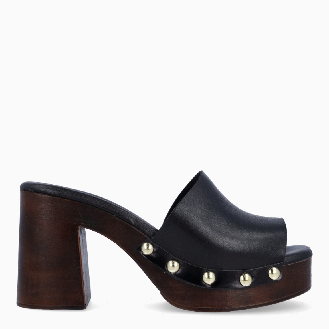 Sandalias de la marca Itse, modelo LUZMILA. Elaboradas en piel color negro con hebilla grande en pala. Interior en piel color negro. Cierre de sandalias Itse con hebilla en tobillo y suela con tacón de 8cm de altura. Estas sandalias chanclas Itse LUZMILA son ideales para ti!