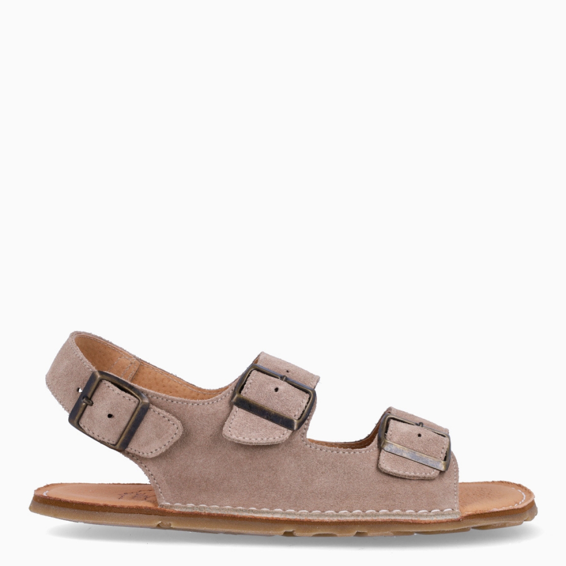 Sandalias de la marca Munné, modelo LAMINE. Elaboradas en ante color gris con tiras co hebillas en pala y talón. Interior en piel color nude. Cierre de alpargatas Itse con hebillas y suela plana de goma. Estas sandalias Munné LAMINE , son un complemento ideal para lucir tus looks con estilo y comodidad!
