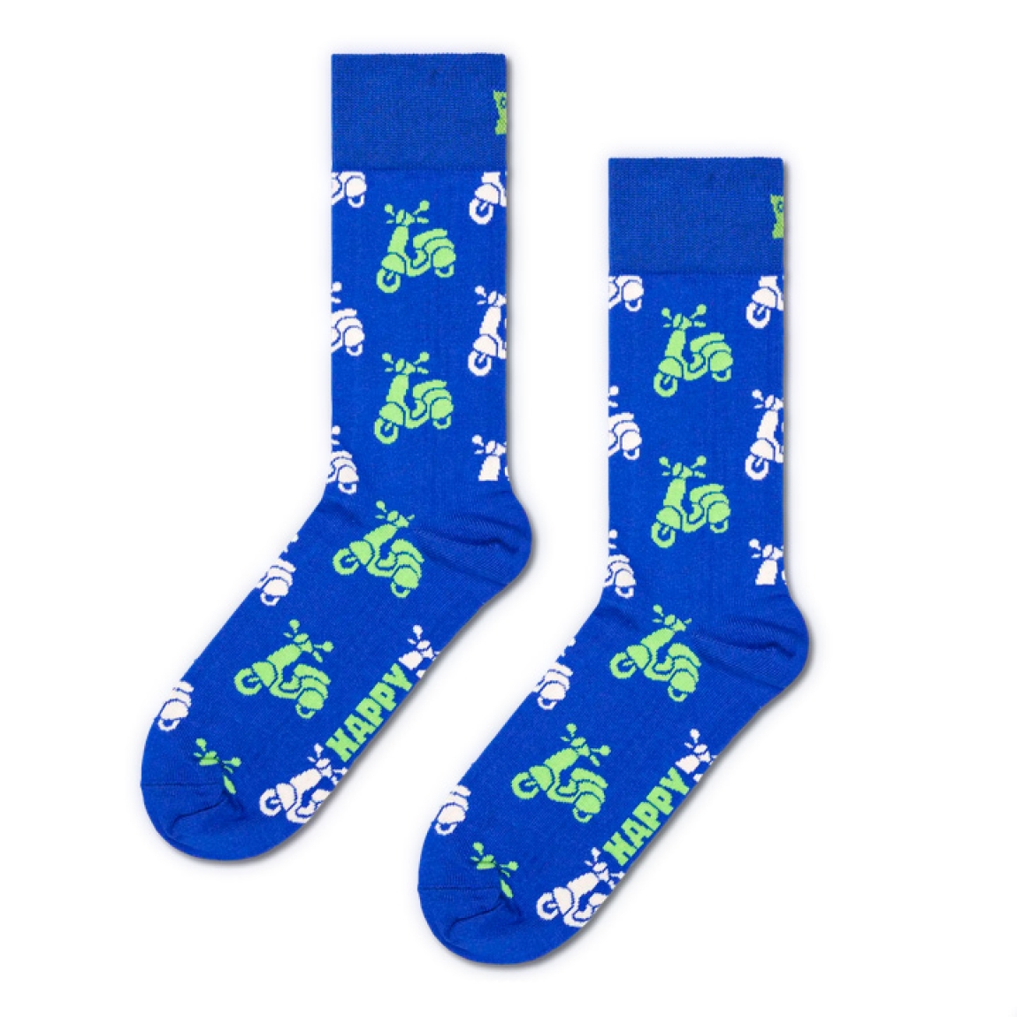 Calcetines de la marca Happy Socks, modelo VESPA. Elaborado en algodón azul con estampado. Accesorio clásico y necesario para esta temporada de invierno.