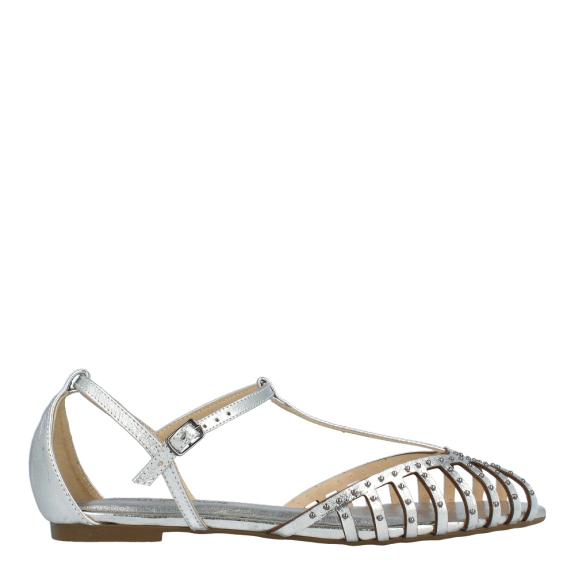 Sandalias de la marca Unique, modelo ELECTRA. Exterior de las sandalias en piel color plata con detalles de tachas. Interior de las sandalias en piel color plata. Cierre de las sandalias Unique con hebilla en el tobillo. Esta sandalias Unique ELECTRA traen un diseño que te ayudará a lucir unos looks con estilo y comodidad a donde vayas.