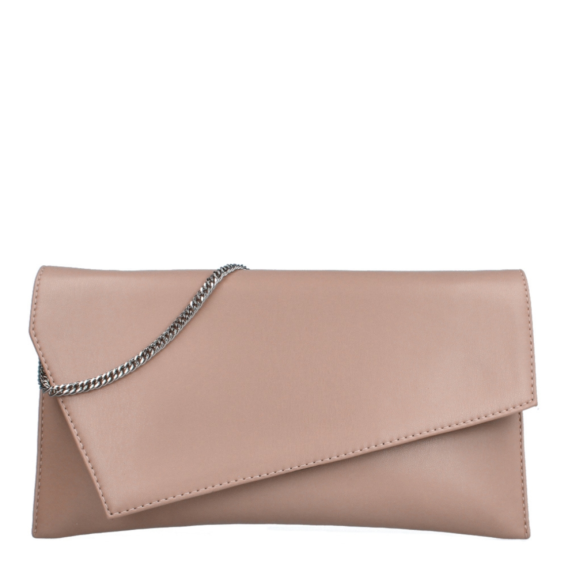 Bolso para eventos de la marca Munné, modelo VEGA. Bolso tipo cartera en piel vegana color nude. Cierre del bolso con doble botón inmantado y asa de cadena. Medidas del bolso: alto 14cm y ancho 25cm, perfectas para llevar de mano y colgado cuando lo necesites. Este bolso de fiesta Munné VEGA es un clásico reinventado que te acompañará en tus eventos más especiales a juego con tus zapatos.