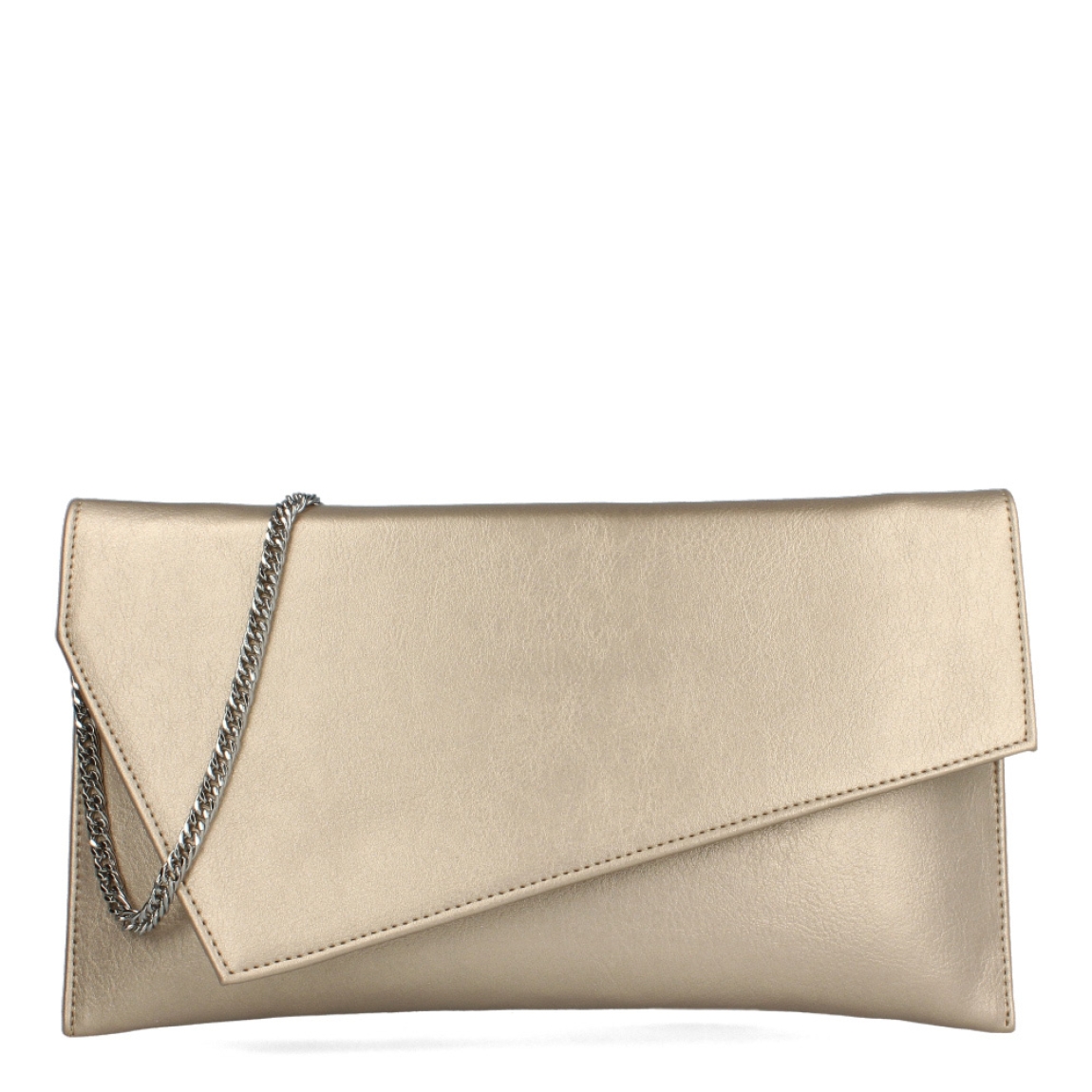 Bolso para eventos de la marca Munné, modelo VEGA. Bolso tipo cartera en piel vegana color champán. Cierre del bolso con doble botón inmantado y asa de cadena. Medidas del bolso: alto 14cm y ancho 25cm, perfectas para llevar de mano y colgado cuando lo necesites. Este bolso de fiesta Munné VEGA es un clásico reinventado que te acompañará en tus eventos más especiales a juego con tus zapatos.
