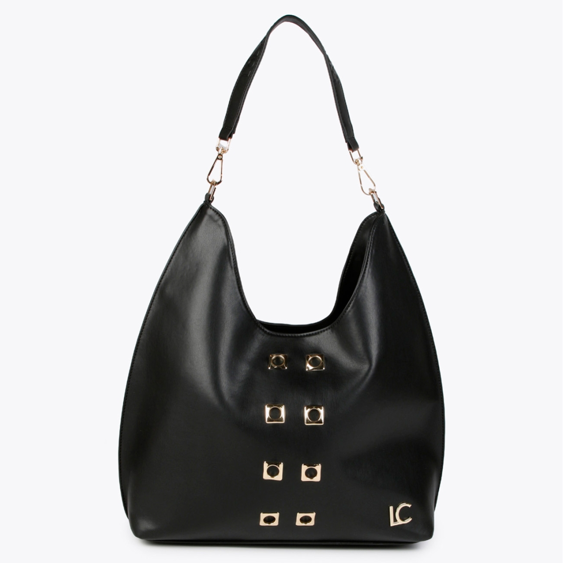 Bolso shopper de la marca Lola Casademunt, modelo LUQUE. Bolso elaborado en efecto piel con ojales metálicos cuadrados. Detalle de bolsillo interior con cremallera. Contiene asa para hombro y cierre de imán. ALTO: 40,5 cm - LARGO: 35,5 cm - ANCHO: 12,5 cm