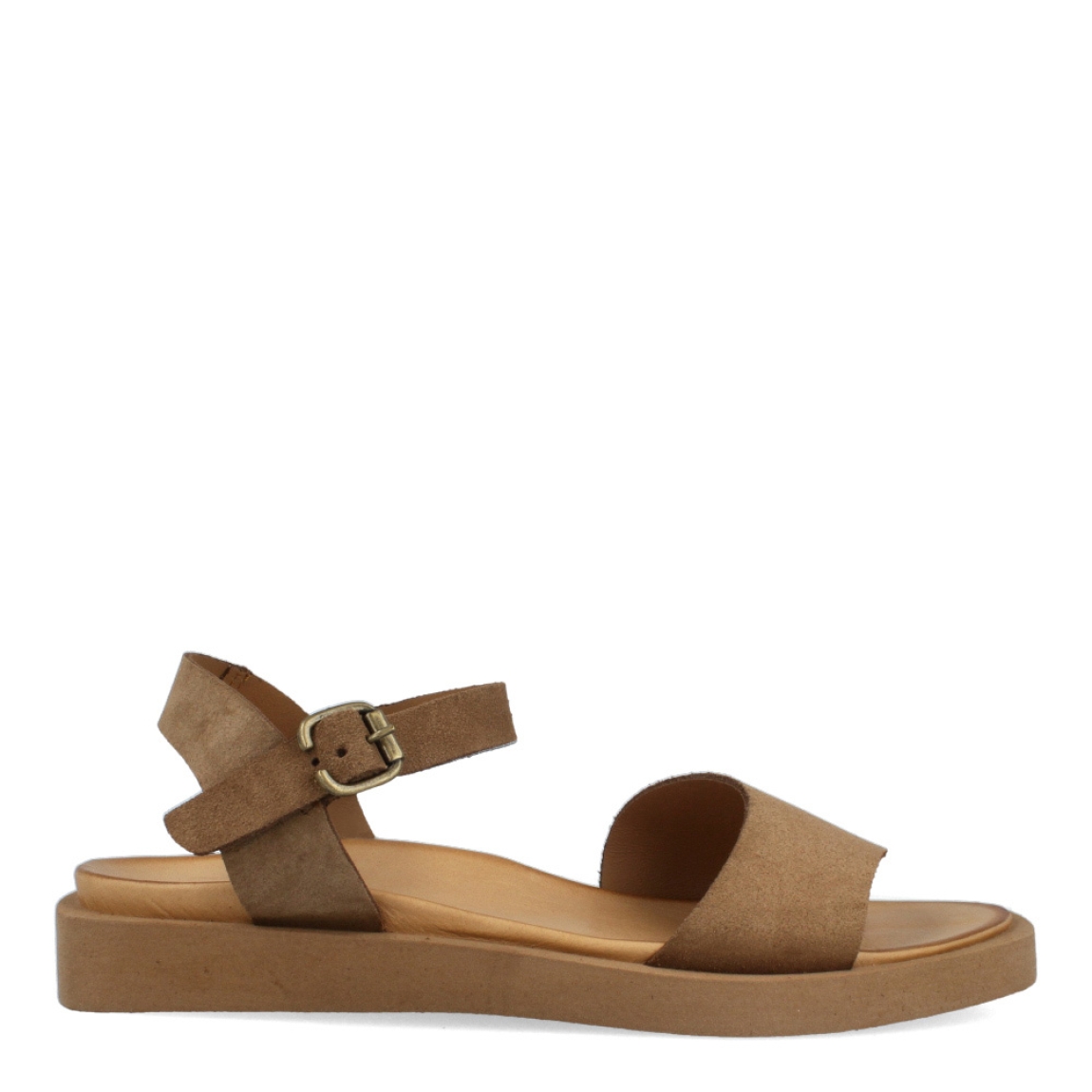 Sandalias de la marca Itse, modelo VILMA. Exterior de las sandalias en ante color taupe. Interior de las sandalias en piel color beig. Cierre de las sandalias Itse con hebilla y suela plana. Estas sandalias Itse VILMA son un complemento ideal para tus outfits de temporada. Crearás diferentes looks con una comodidad máxima.
