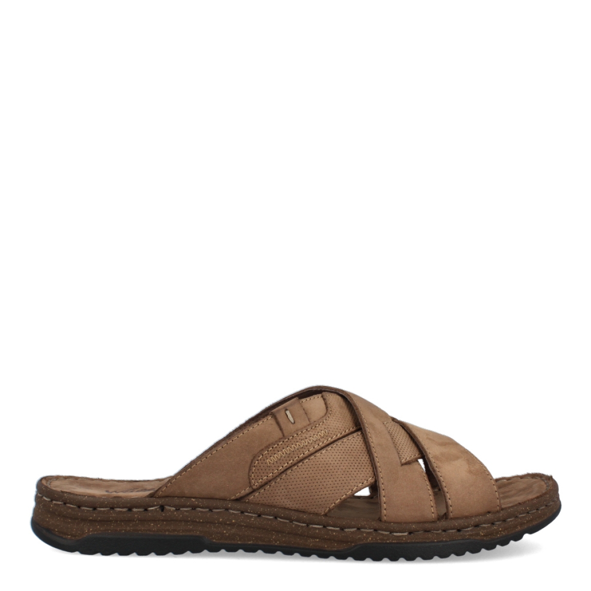 Chanclas de la marca Walk & Fly, modelo LAYO. Exterior de las chanclas en ante color marrón con tiras cruzadas con efecto troquelado en la pala. Interior de las chanclas en ante color marrón. Chanclas con suela plana. Estas chanclas Walk & Fly LAYO son unas clásicas para esta temporada, pensadas en los días cálidos y soleados, te ofrece una comodidad máxima y frescura al caminar. No te pueden faltar en el armario.