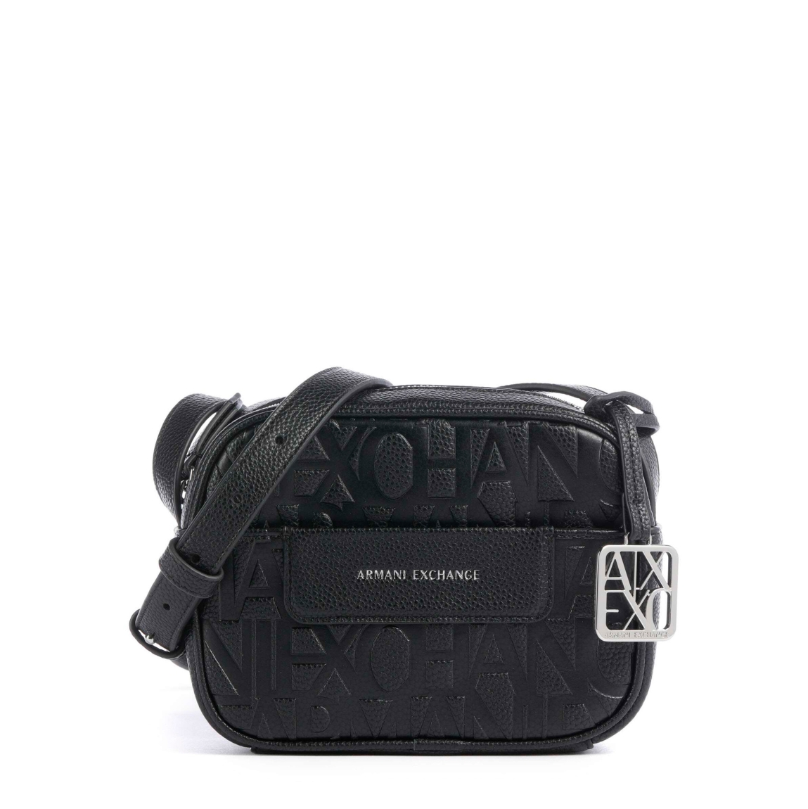 Bolso de la marca Armani Exchange, modelo XW0. Elaborado en polipiel color negro con estampado de marca y logotipo frontal plateado. Cierre con cremallera. Interior con amplio compartimento para llevar tus esenciales. Bolso Armani Exchange bandolera regulable para máxima comodidad. Estes bolso Armani Exchange XW0 es ideal para ti!