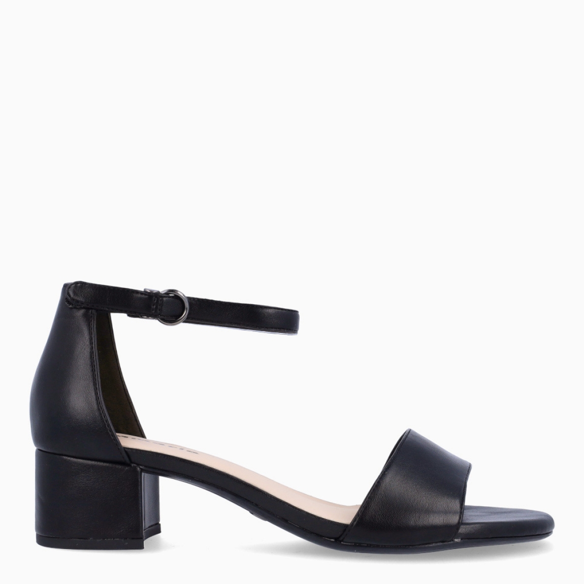 Sandalias de la marca Tamaris, modelo ANGELINA. Sandalias elaboradas en polipiel color negro con tira en pala. Interior en piel color nude y cierre de hebilla en tobillo. Sandalias Tamaris con tacón de 4cm de altura. Estas sandalias Tamaris ANGELINA son un complemento ideal para ti!