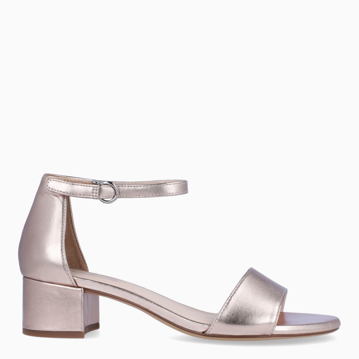 Sandalias de la marca Tamaris, modelo ANGELINA. Sandalias elaboradas en polipiel color oro con tira en pala. Interior en piel color nude y cierre de hebilla en tobillo. Sandalias Tamaris con tacón de 4cm de altura. Estas sandalias Tamaris ANGELINA son un complemento ideal para ti!