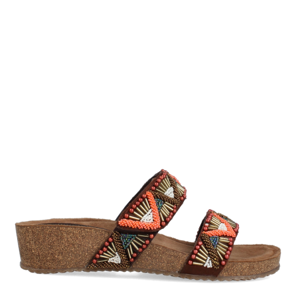 Sandalias de la marca Itse, modelo ISA. Exterior de las sandalias en piel color marrón con detalle en piedrería multicolor. Interior en ante color marrón. Sandalias con plataforma de 3cm de altura. Estas sandalias Itse ISA son perfectas para darle personalidad, estilo y comodidad a tus looks veraniegos. No te pueden faltar!