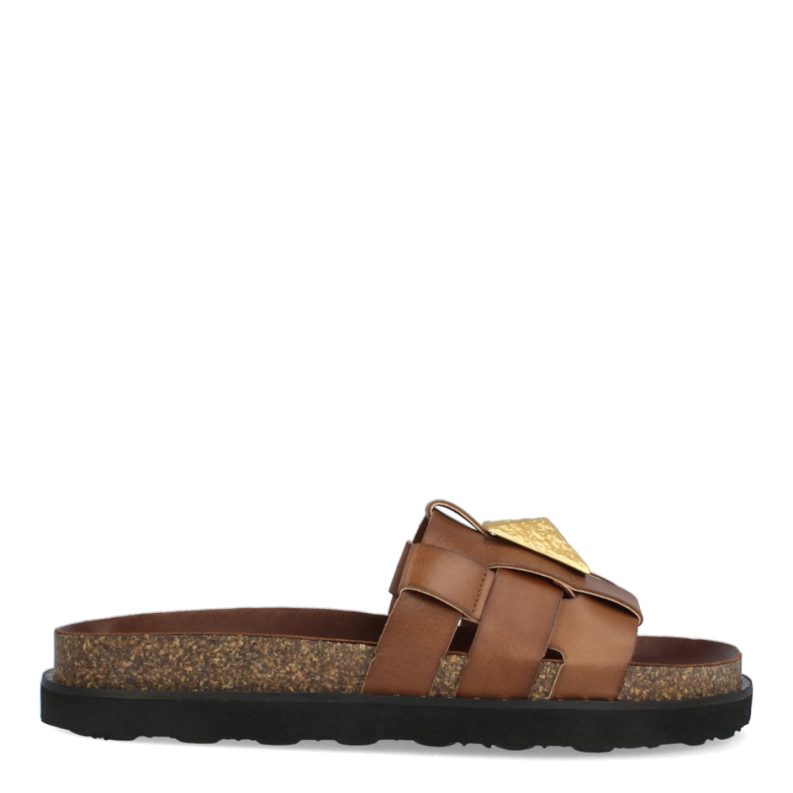 Chanclas de la marca Itse, modelo CLEO. Chanclas elaboradas en piel color cuero con detalle de pirámide en la pala. Chanclas con suela plana. Las chanclas Itse CLEO son un complemento ideal para disfrutar de la comodidad máxima en tu día a día durante esta temporada.