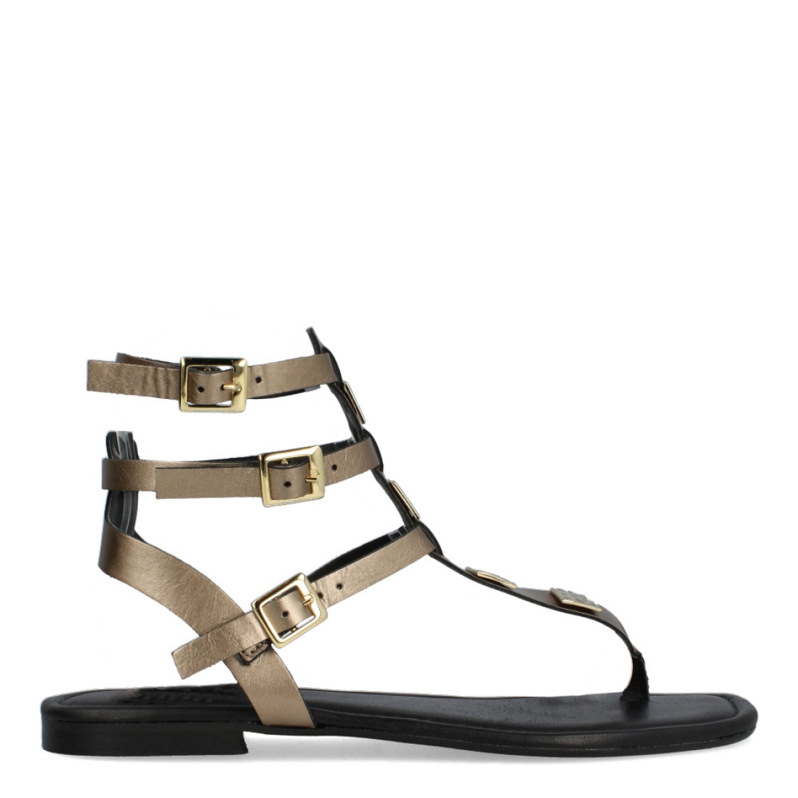 Sandalias de la marca Itse, modelo MILLAN. Sandalas elaboradas en piel color bronce con detalles en dorado y plateado. Cierre de las sandalias Itse con triple hebilla y suela plana. Estas sandalias Itse MILLAN son un complemento ideal para resaltar tus looks de temporada, darle ese estilo y comodidad que necesitan.