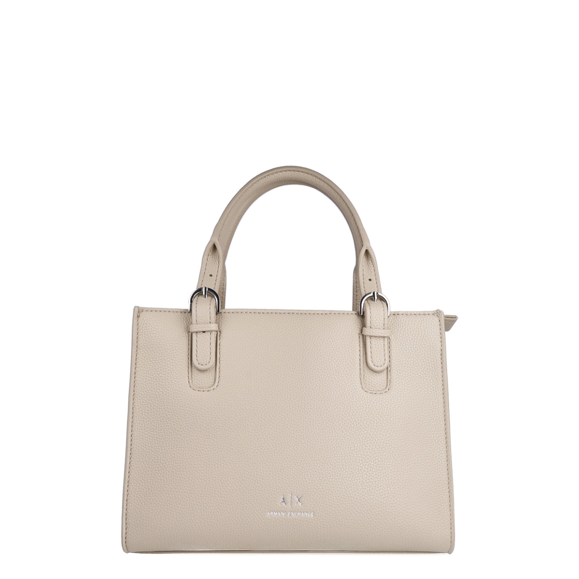 Bolso clásico de la marca Armani Exchange, modelo LOUS. Exterior en piel color beig, con logo en parte frontal. Cierre con cremallera, y doble asa, fija y regulable para máxima comodidad. Bolso con amplio espacio interno. Medidas: alto 23cm y ancho 29cm. Este bolso Armani Exchange LOUS es un complemento ideal para esta temporada!