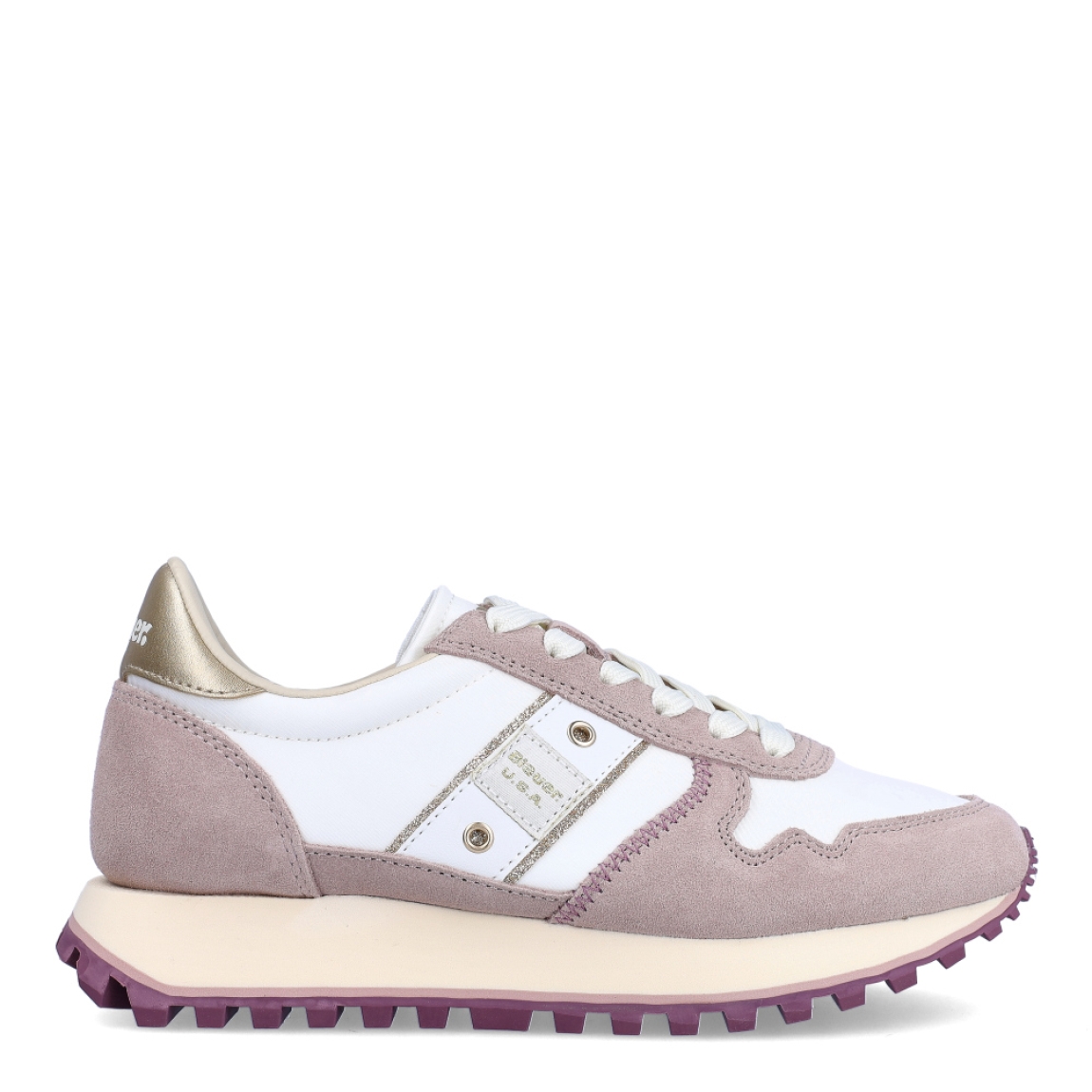 Deportivas de la marca Blauer, modelo MILLEN. Exterior de las deportivas en naylon color blanco. Interior de las deportivas en piel color blanco. Cierre de las deportivas con cordones color blanco. Deportivas con suela dentada de goma de 3cm de plataforma. Logo Blauer en el lateral exterior de la deportiva. Este modelo MILLEN de Blauer es ideal para tu comodidad del día a día!