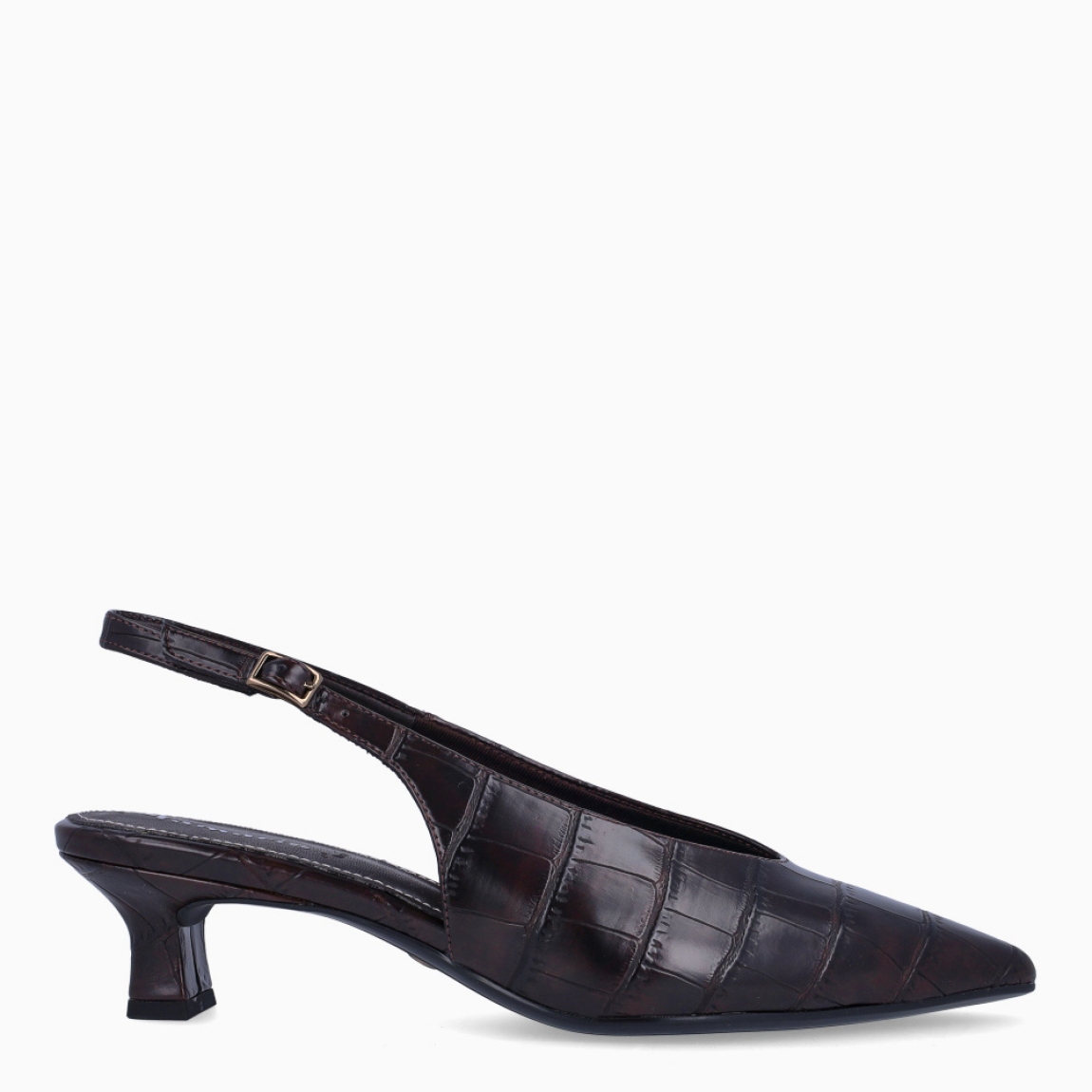 Los salones Tamaris QUEENIE combinan elegancia y comodidad en un diseño perfecto para cualquier ocasión. Están confeccionados en piel de color marrón con un sofisticado acabado efecto cocodrilo, que aporta un toque distintivo y actual. Incorporan un tacón de 4 cm de altura, ideal para proporcionar una ligera elevación y garantizar el confort durante largas jornadas. Su punta afilada realza la silueta del calzado con un aire refinado y femenino. Cuentan con cierre mediante hebilla ajustable para un ajuste seguro y personalizado, además de una plantilla suave que ofrece una mayor comodidad en cada paso. Los Tamaris QUEENIE son la opción perfecta para transformar cualquier look en un conjunto formal y elegante, sin renunciar a un estilo moderno y versátil.