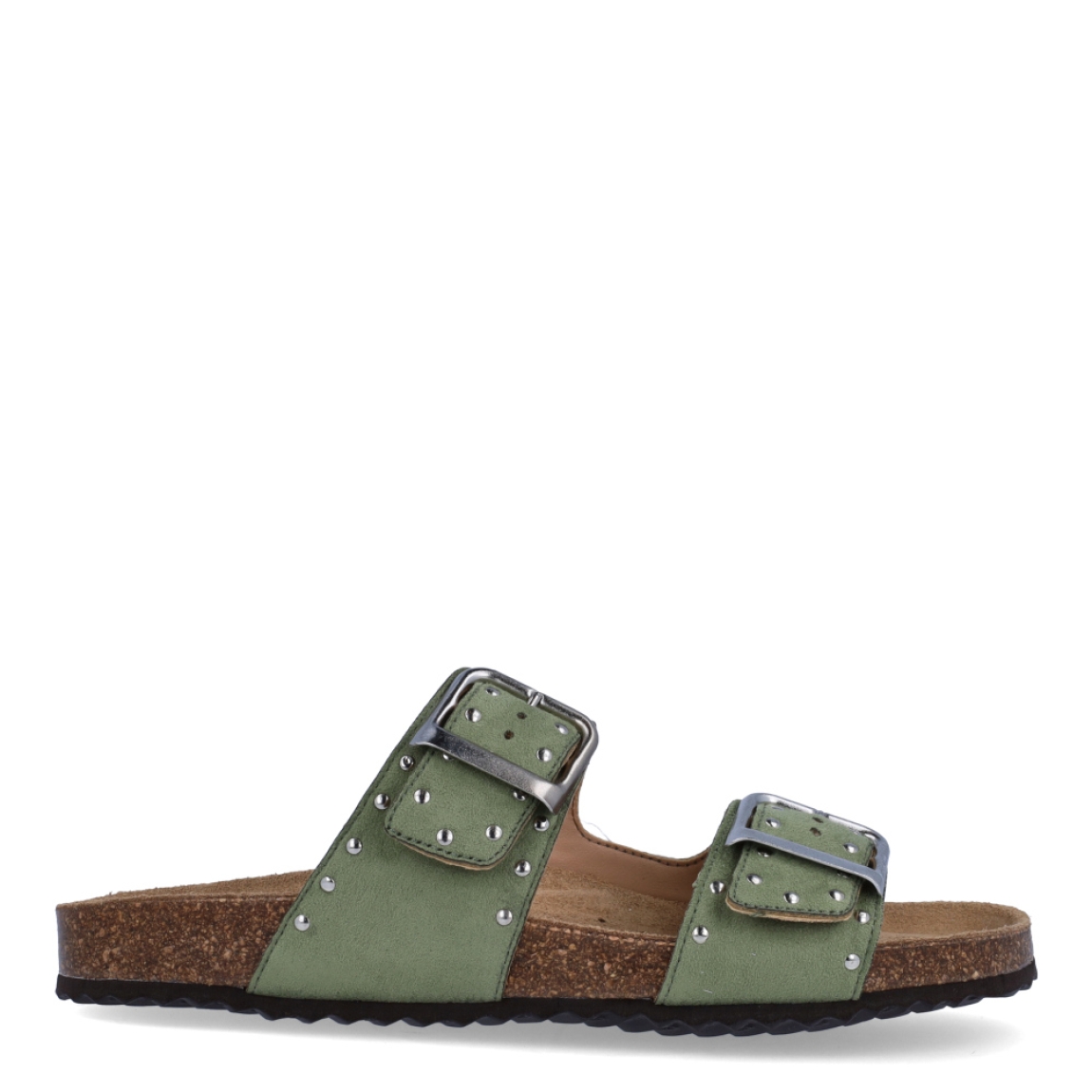Sandalia para mujer de la marca Geox modelo BRIONIA. Elaborada en ante color verde con detalle de tachuelas, de estilo diario, que garantiza confort y transpirabilidad durante todo el día. Cierre con doble hebilla en pala. Este modelo, cuenta con una empella de suave gamuza. Ideal para la ciudad, BRIONIA está pensada para añadir un toque moderno a los looks de verano.
