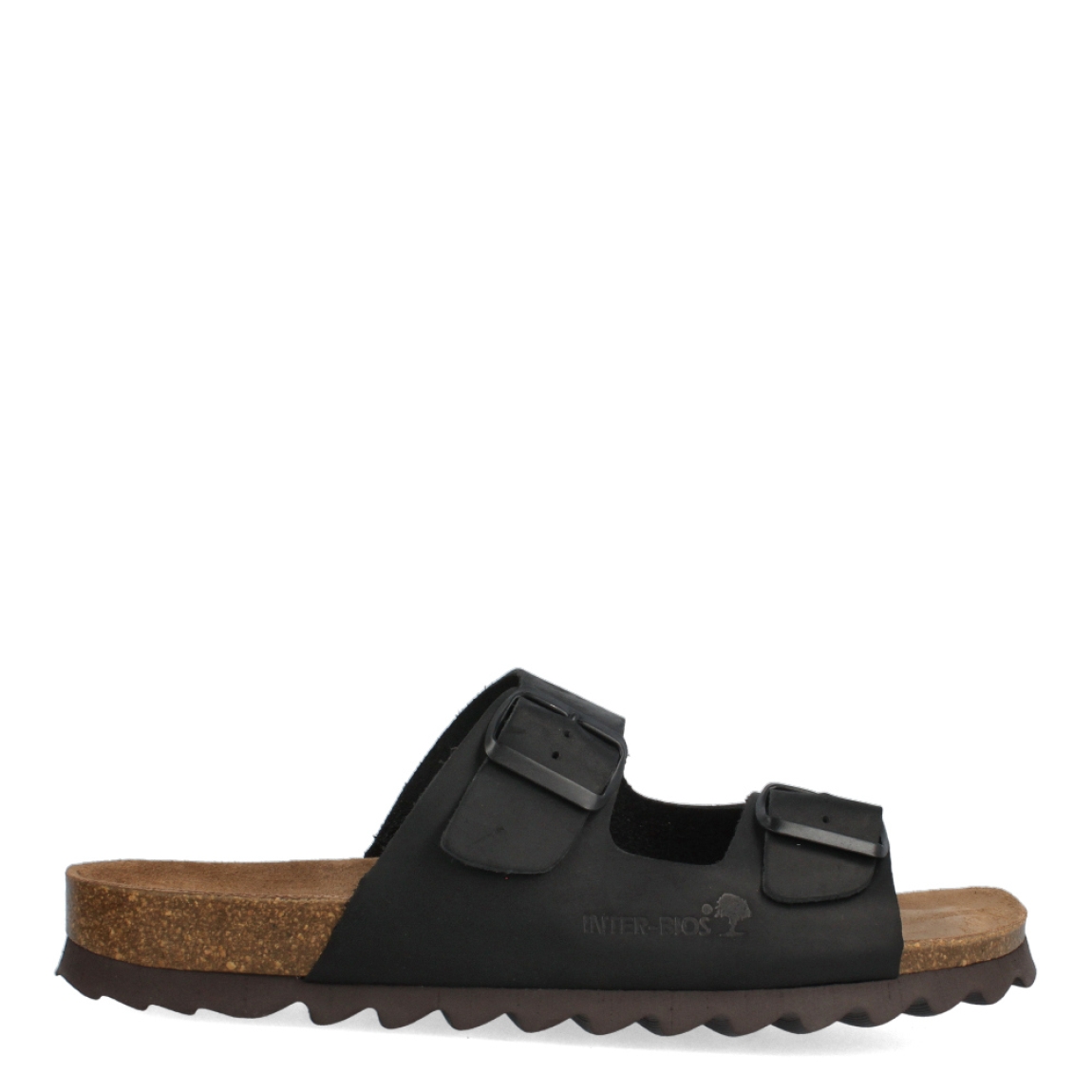 Sandalias de la marca Inter Bios, modelo HARRY. Exterior de las sandalias en piel color negro. Inter forrado de piel color marrón. Cierre con doble hebilla. Sandalias con plantilla antómica acolchada para máxima comodidad y suela de 1,5cm. Las sandalias Inter Bios HARRY es un esencial en tus looks del día a día en esta temporada.