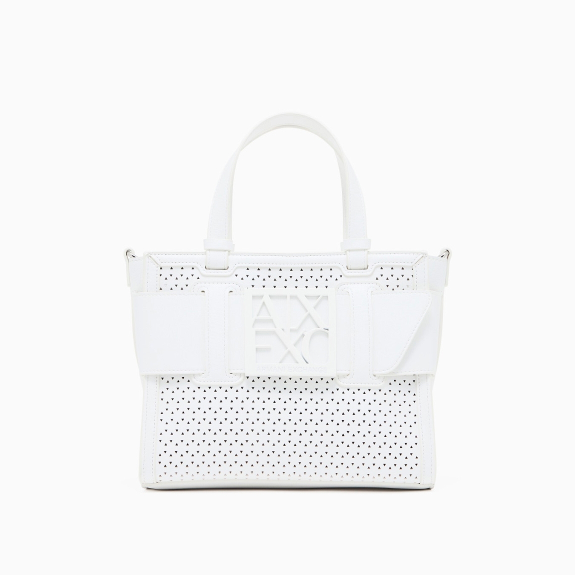 Bolso elegante de la marca Armani Exchange, modelo SABRINA. Elaborado en piel con efecto troquelado color blanco. Bolso con líneas limpias y color liso que crean un accesorio versátil, perfecto para completar looks urbanos y sofisticados. Cierre de bolso Armani Exchange con cremallera. Y asas de mano, y extraíble para máxima comodidad. Bolso con gran capacidad que lo hace ideal para afrontar el día con estilo y practicidad. Bolso Armani Exchange SABRINA, un accesorio con personalidad para quienes aprecian la simplicidad refinada.