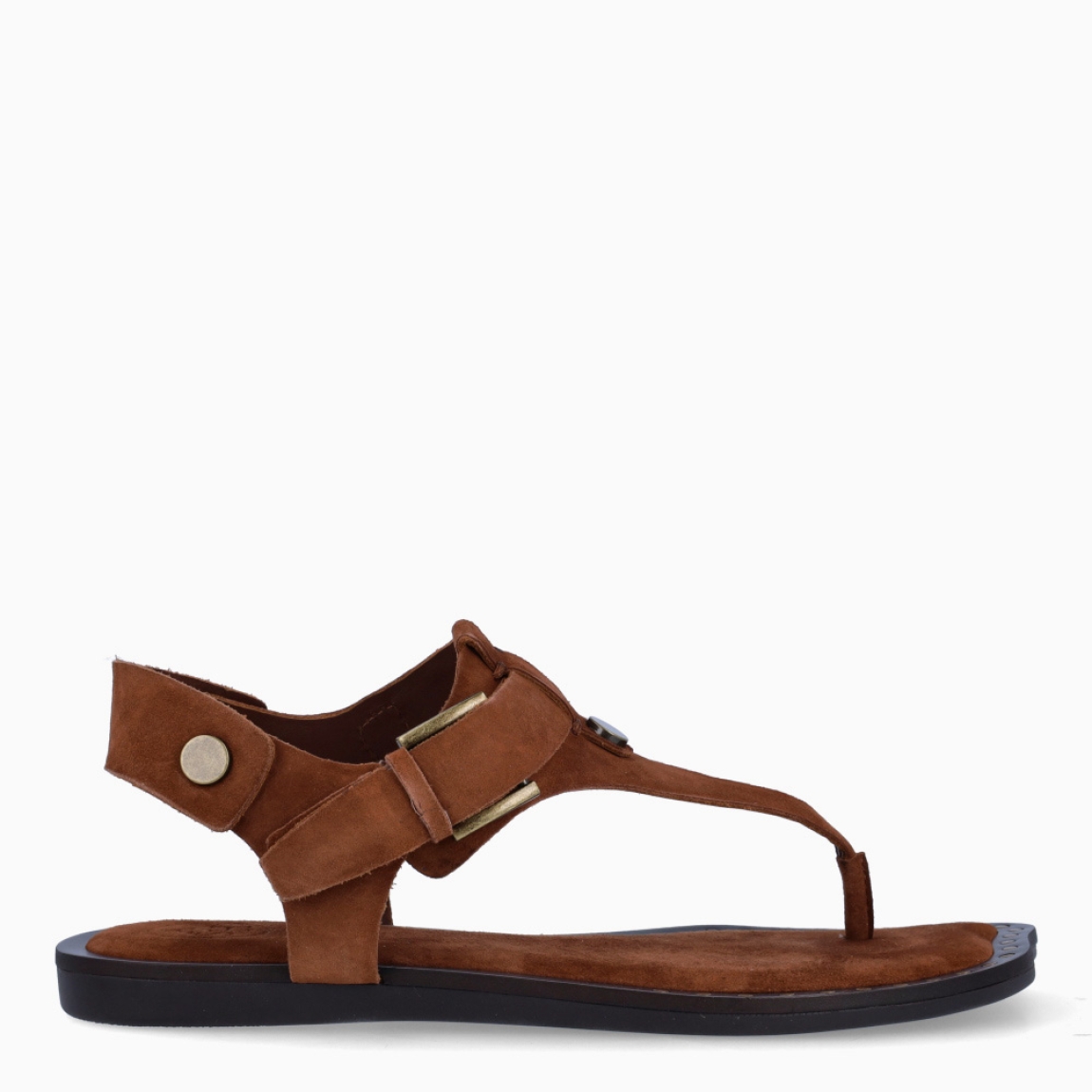 Sandalias de la marca ASH, modelo GLAM. Elaboradas en ante color marrón con detalle de tachuelas doradas. Interior en ante color marrón. Cierre de esclavas ASH con hebilla en pala. Suela plana de goma. Estas sandalias ASH GLAM son ideales para llevar tus looks de temporada con estilo y comodidad!