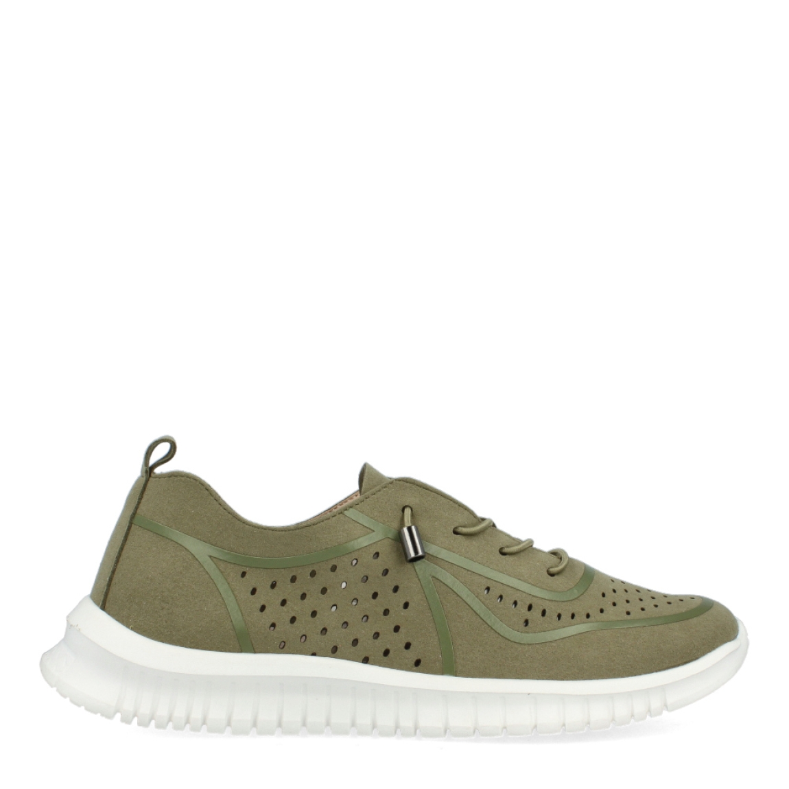 Deportivas de la marca Tiziana, modelo 94T. Exterior de las deportivas en microfibra color verde con efecto troquelado. Interior de las deportivas en piel color nude. Cierre de las deportivas Tiziana con cordones elásticos y suela plana de goma. Estas deportivas Tiziana 94T son el complemento perfecto para tus looks de temporada.