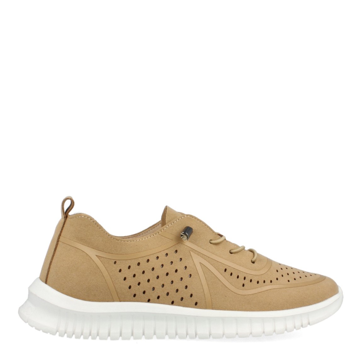 Deportivas de la marca Tiziana, modelo 94T. Exterior de las deportivas en microfibra color camel con efecto troquelado. Interior de las deportivas en piel color nude. ierre de las deportivas Tiziana con cordones elásticos y suela plana de goma. Estas deportivas Tiziana 94T son el complemento perfecto para tus looks de temporada.