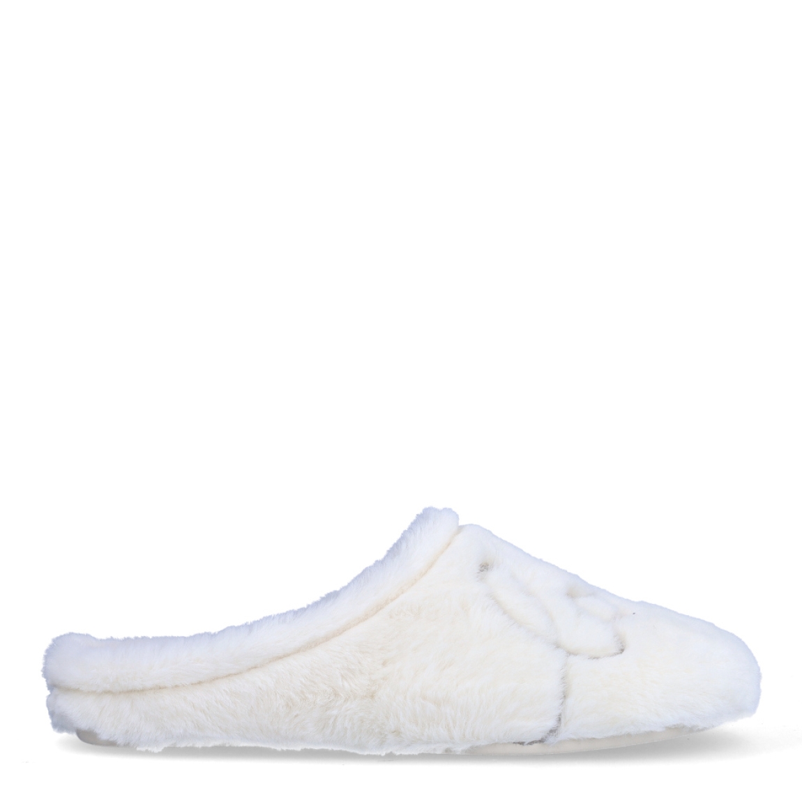 Zapatilla de estar por casa de la marca Macarena, modelo Anais 217. Exterior en pelo de color blanco. Interior en pelo de color nude. Altura de la suela 1 cm. Plantilla extraíble de poliuretano. Ideales para ir perfectay cómoda en casa. No pueden faltar un tu armario!