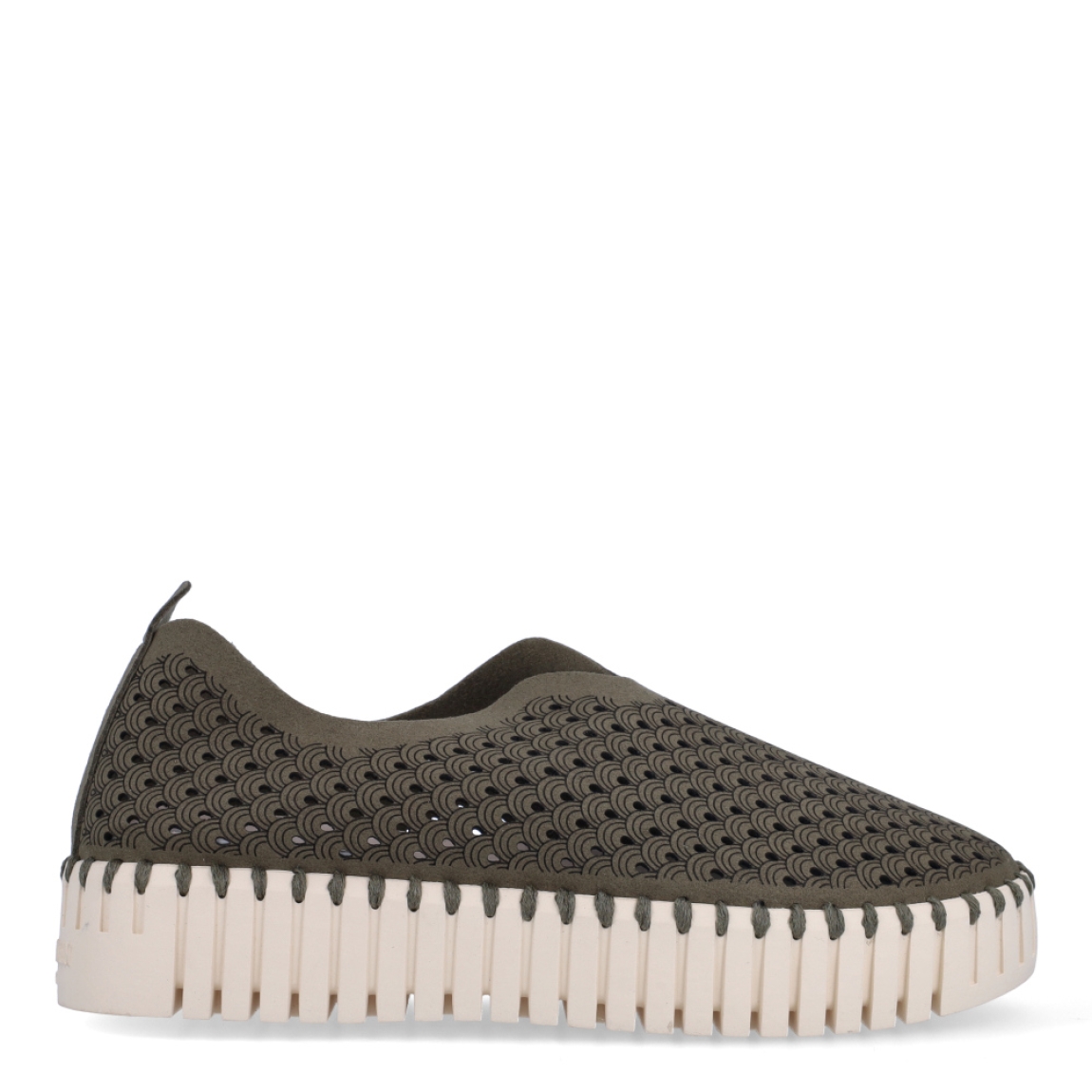 Deportivas de la marca Ilse Jacobsen, modelo Tulip Slip-In. Exterior elaborado en neopreno con efecto troquelado color verde. Interior en color beig. Suela de goma con 2cm de plataforma. Estas deportivas Tulip Slip-In son ideales en comodidad y estilo!