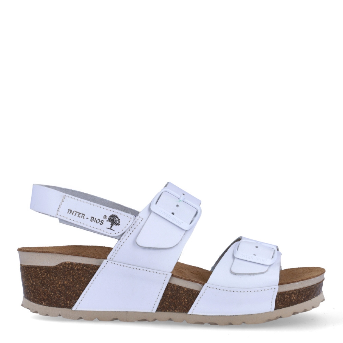 Sandalias de la marca Inter Bios, modelo LINA. Sandalias elaboradas en piel color blanco. Cierre de las sandalias con doble hebilla en pala y velcro en el talón. Sandalias con cuña de 4cm de altura. Estas sandalias Inter Bios es un esencial para tus looks de temporada, si deseas disfrurae de una comodidad máxima en tu día a día.
