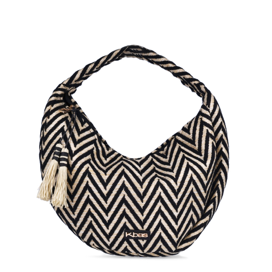 Bolso de la marca Kbas, modelo ZIG. Exterior en rafia multicolor con detalle de estampado en zigzag y logo frontal. Bolso Kbas con amplio compartimento interior, elaborado en textil color negro. Cierre con cremallera y feclos. Medidas: alto 24cm y ancho 38cm. Este bolso estilo hobo de la marca Kbas es ideal para llevarlo a todos lados esta temporada!