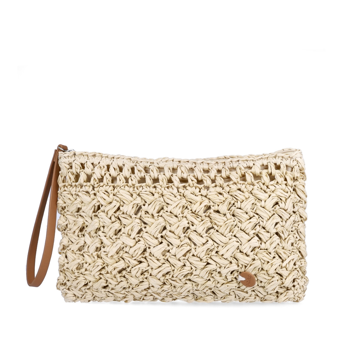 Bolso de la marca Kbas, modelo PILAR. Elaborado en rafia trenzada color beig. Interior en textil beig. Cierre de bolso de mano Kbas con cremallera. Medidas: alto 19cm y ancho 29cm. Este bolso Kbas PILAR es un complemento perfecto para tus looks frescos y de temporada!