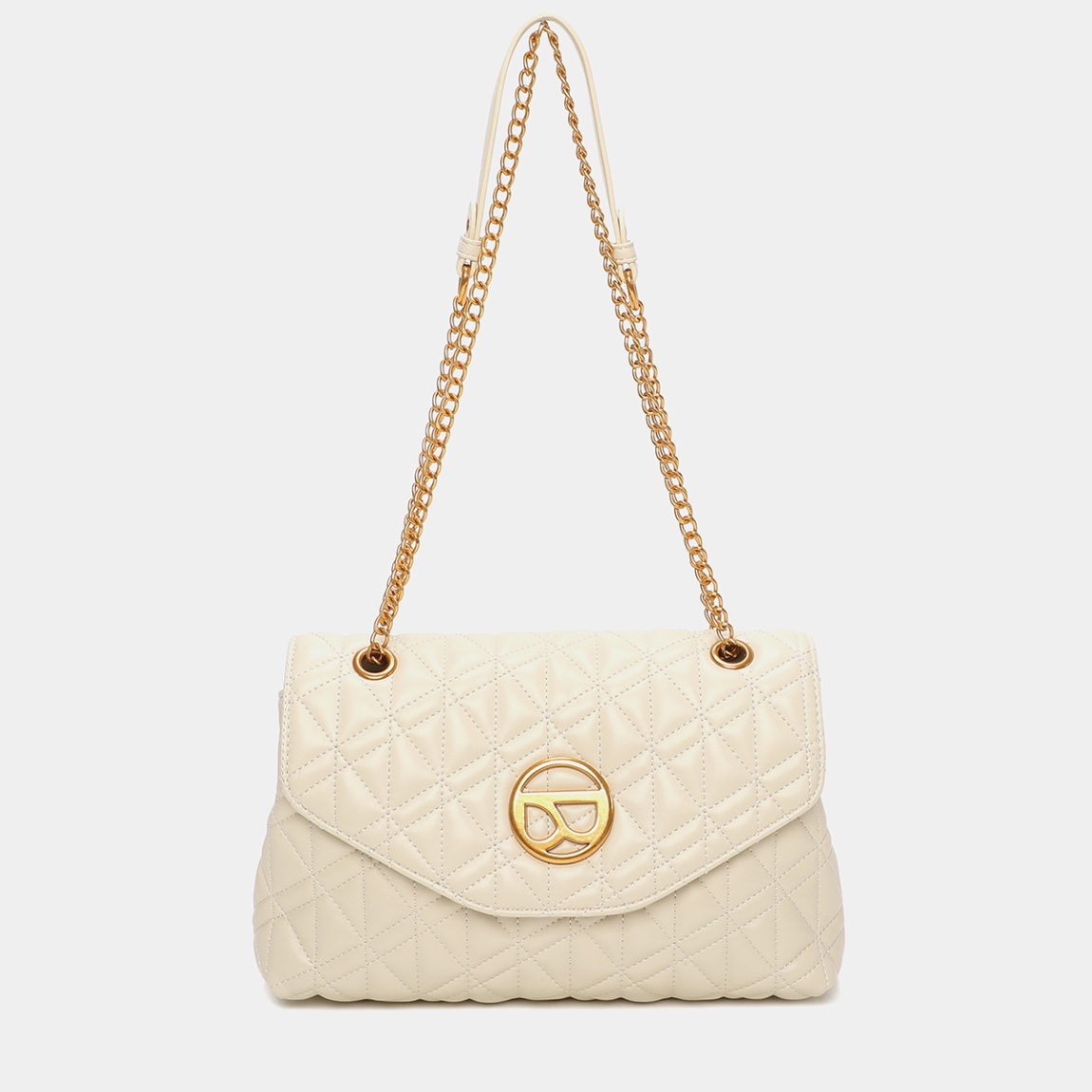 Bolso de la marca Binnari, modelo ELLA. Bolso elaborado en piel color beig con logo en la parte delantera. Interior con compartimentos y bolsillo. Cierre del bolso con botón. El asa es ajustable y es de polipiel en el hombro y el resto de eslavones de color oro viejo. Medidas del bolso: alto 16cm y ancho 26cm. Este bolso es un complemento ideal para tus looks.