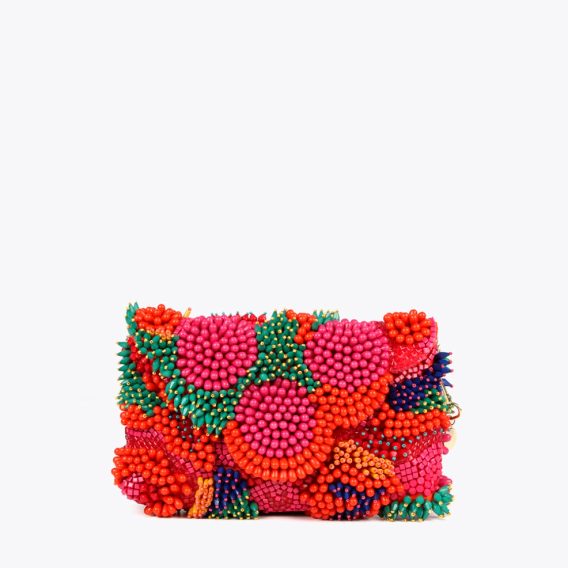 Bolso de la marca Lola Casademunt, modelo BRIGGET. Elborado en tela con piedrería multicolor. Contiene pequeño bolsillo interior y cadena para colgar. Cierre imantado. ALTO: 18 cm - LARGO: 28 cm - ANCHO: 14 cm / BANDOLERA: 100 cm. Este bolso Lola Casademunt BRIGGET es ideal para destacar tus looks en tus eventos más importantes!