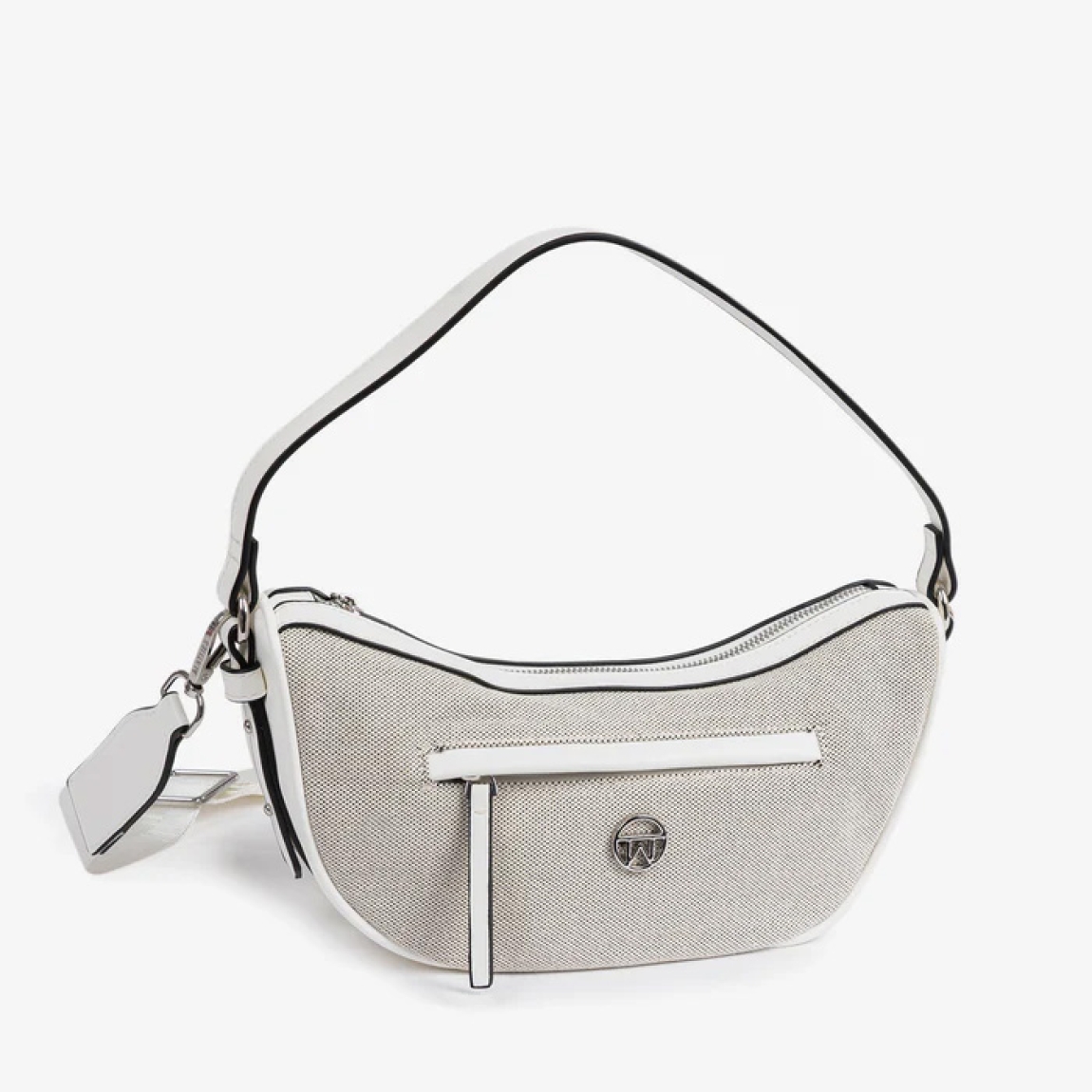 Bolso de mujer de la marca Matias Salva, modelo DALIAS. Elaborado en textil color blanco. Acabado en lona de alta calidad. Interior de forro textil con un bolsillo cerrado con cremallera. En la parte trasera tiene un bolsillo cerrado con cremallera. Tiene asa de hombro. El asa auxiliar tipo bandolera cuenta con mosquetones para su fácil colocación. DIMENSIONES: 26x15x10 cm. Bolso Matias Salva DALIAS ideal para esta temporada!