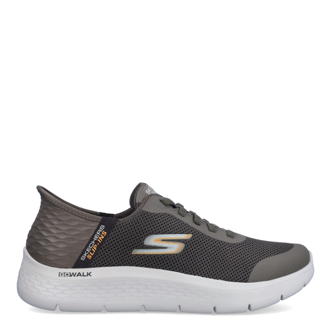 Deportivas de la marca Skechers, modelo GO WALK. Exterior en tela con efecto rejilla color marrón, con logo lateral de la marca. Interior en textil transpirable color verde oscuro con plantilla acolchada y extraíble para máxima comodidad. Cierre con cordones color verde oscuro. Suela de goma con cuña de 3cm de altura. Estas deportivas Skechers GO WALK son ideales para tu día a día, unas clásicas excelentes en comodidad.