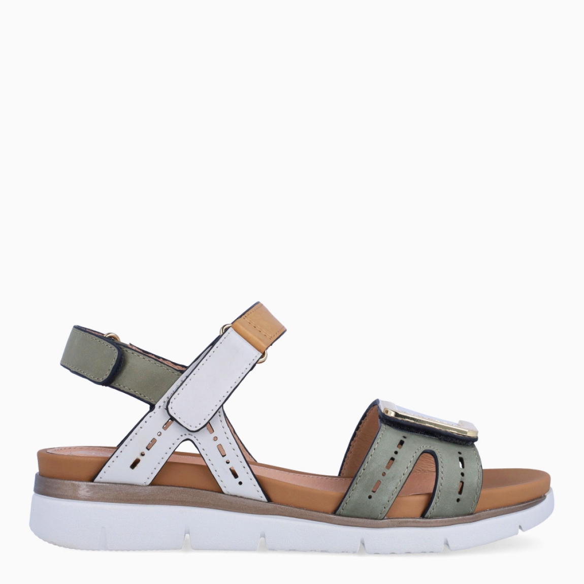 Sandalias de la marca Stonefly, modelo DALIA. Sandalias elaboradas en piel color camel con detalles multicolor. Cierre de la sandalias con doble velcro, en pala y talón. Sandalias Stonefly con cuña de 3cm de altura. Estas sandalias Stonefly DALIA son el complemento que necesitas para crear outfits del día a día con la máxima comodidad.