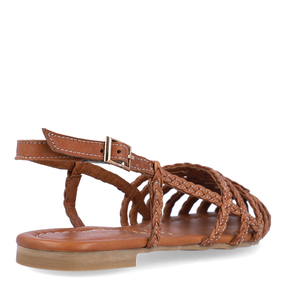 Sandalias de tiras cruzadas de la marca Itse, modelo ISIS. Exterior en piel trenzada color marrón con punta redonda. Interior en piel color marrón. Cierre de sandalias con hebilla en tobillo y suela plana. Estas sandalias Itse ISIS son un complemento ideal de comodidad y estilo!