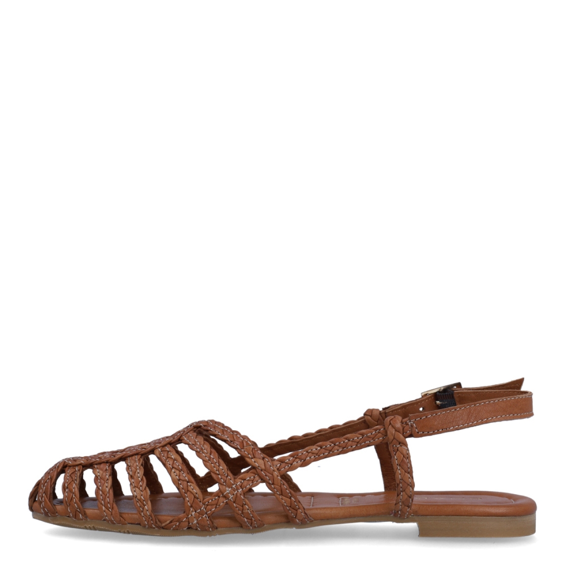 Sandalias de tiras cruzadas de la marca Itse, modelo ISIS. Exterior en piel trenzada color marrón con punta redonda. Interior en piel color marrón. Cierre de sandalias con hebilla en tobillo y suela plana. Estas sandalias Itse ISIS son un complemento ideal de comodidad y estilo!