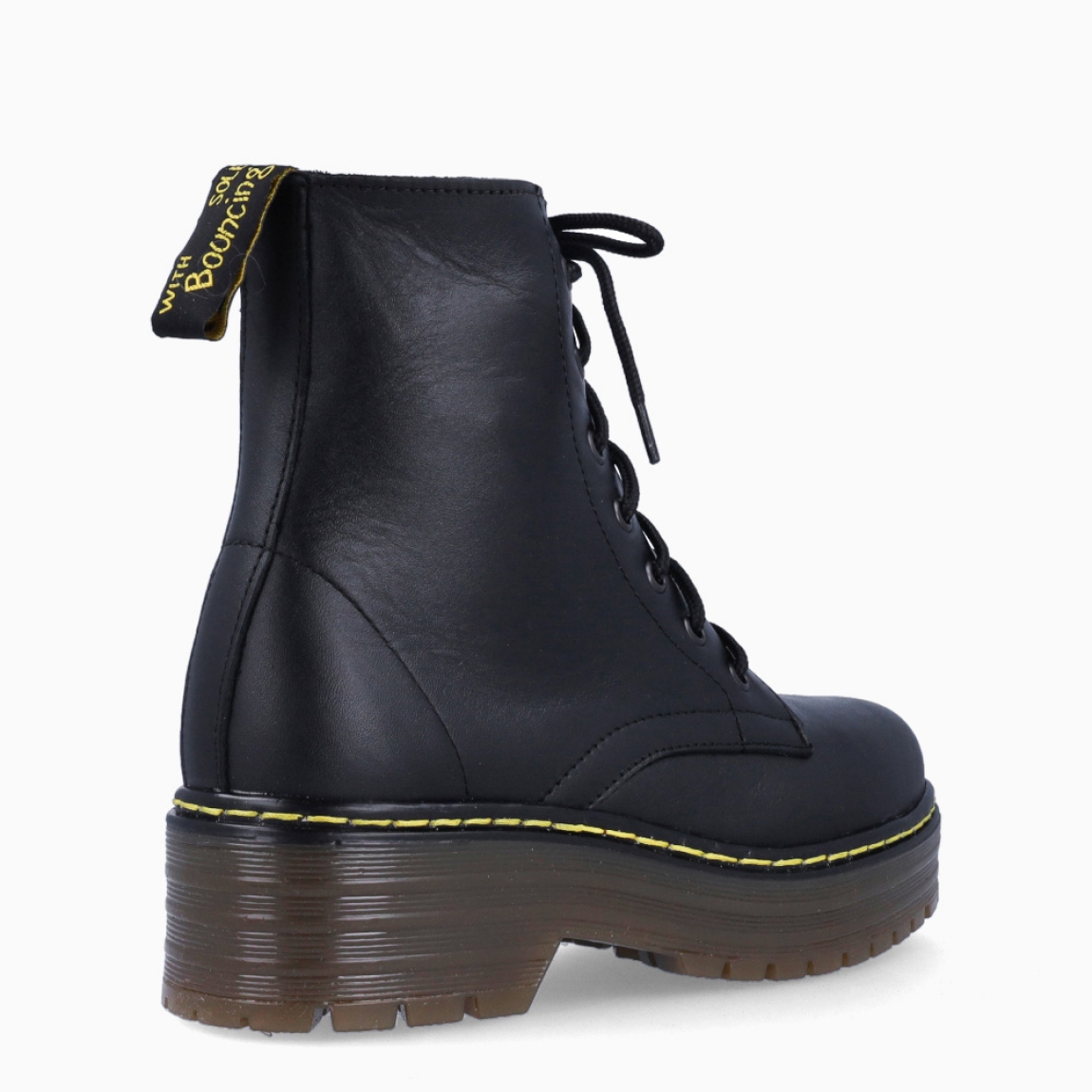 Botines de la marca Nifty, modelo MORELL. Exterior en piel color negro con punta redonda y talón amarillo. Interior en piel color negro con plantilla acolchada y extraíble para máxima comodidad. Cierre con cremallera y cordones en pala. Suela con cuña de 5cm. Estos botines NIfty MORELL son unos clásicos, para tu día a día esta temporada!