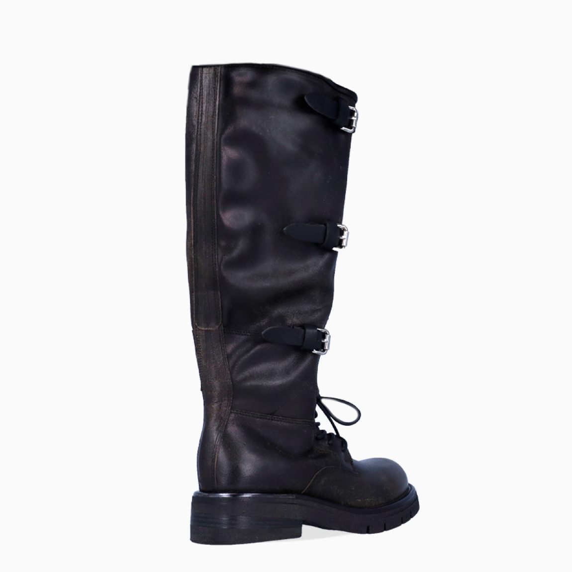 Botas de la marca A.S.98, modelo B8. Exterior en piel color negro con detalle de 3 hebillas y cordones en pala hasta arriba. Cierre con cremallera. Botas largas con cuña de 4cm de altura. Estas botas A.S.98 B8 están hechas para resaltar tus looks, con comodidad y estilo!