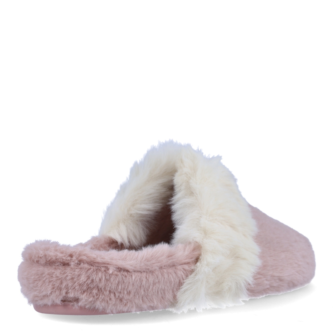 Zapatillas de casa la marca Macarena modelo ANAIS172. Exterior de pelo de color rosa con detalle de pelo blanco. Suela de goma. Comodidad absoluta.