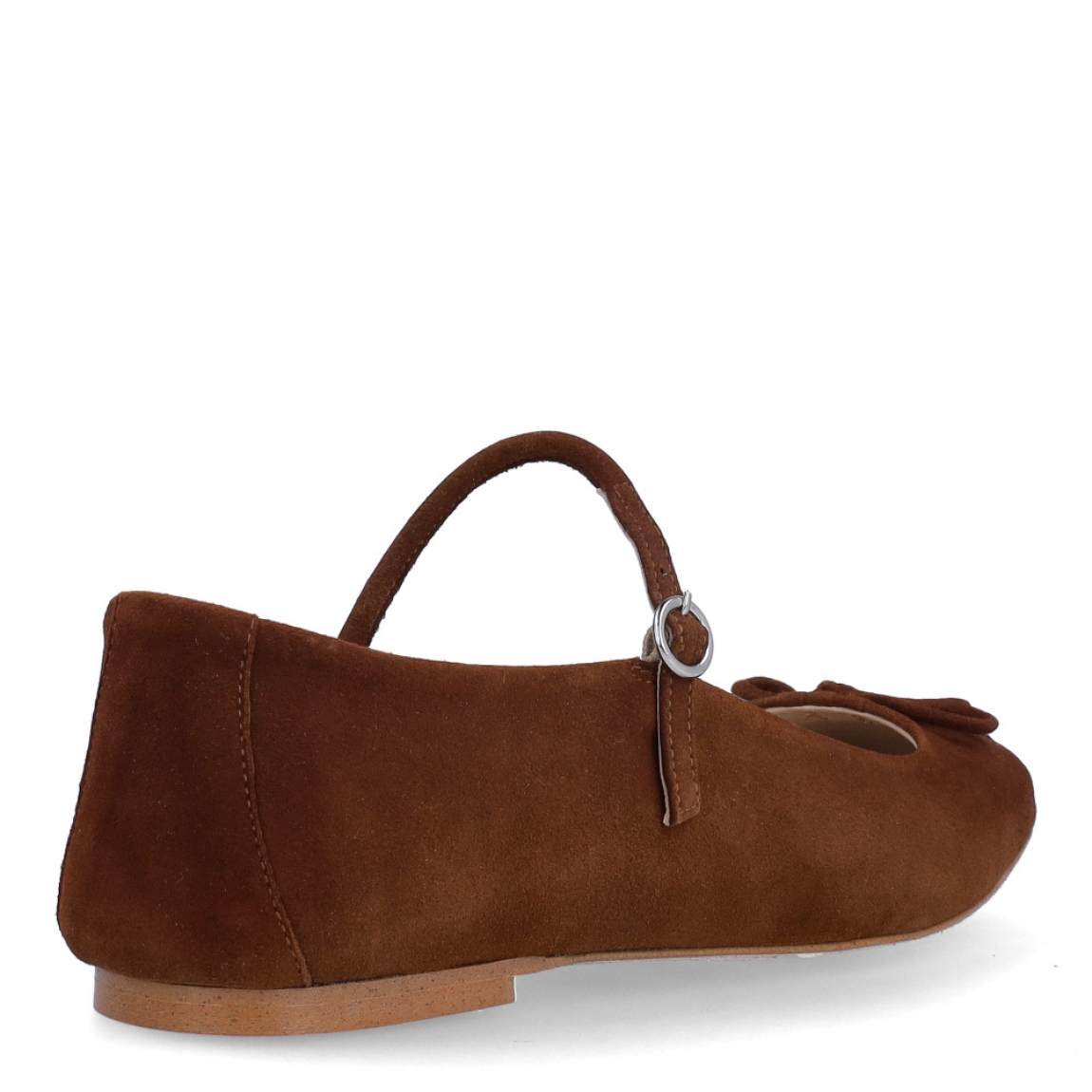 Merceditas de la marca Munné, modelo HELLEN. Exterior en ante color marrón con detalle de lazo en la pala. Interior en piel color nude. Cierre con hebilla y suela plana. Estas merceditas Munné HELLEN son unas clásicas, complemento perfecto de comodidad y elegancia para tu día a día.