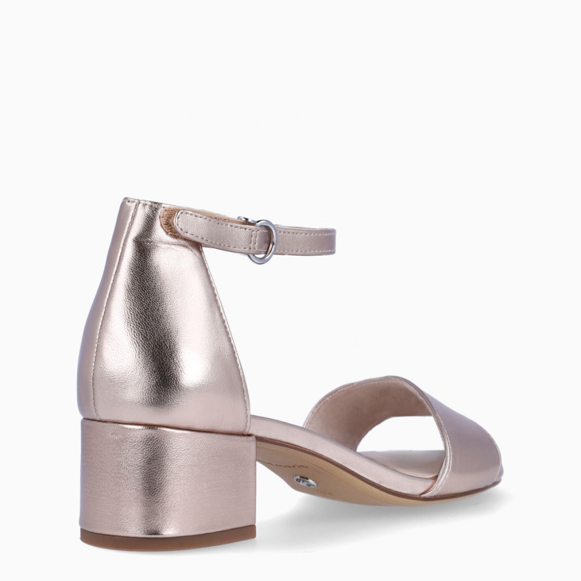 Sandalias de la marca Tamaris, modelo ANGELINA. Sandalias elaboradas en polipiel color oro con tira en pala. Interior en piel color nude y cierre de hebilla en tobillo. Sandalias Tamaris con tacón de 4cm de altura. Estas sandalias Tamaris ANGELINA son un complemento ideal para ti!