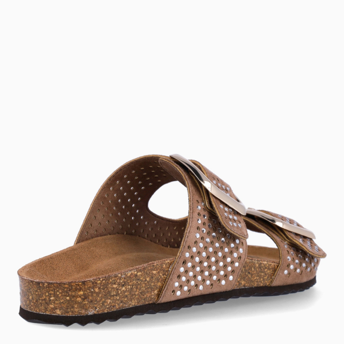 Sandalia para mujer de la marca Geox modelo BRUNNA. Elaborada en ante color marrón con detalle de doble tiras en pala con tachuelas. Sandalias Geox de estilo diario, que garantiza confort y transpirabilidad durante todo el día. Cierre con doble hebilla en pala. Este modelo, cuenta con una empella de suave gamuza. Ideal para la ciudad, BRUNNA está pensada para añadir un toque moderno a los looks de verano.