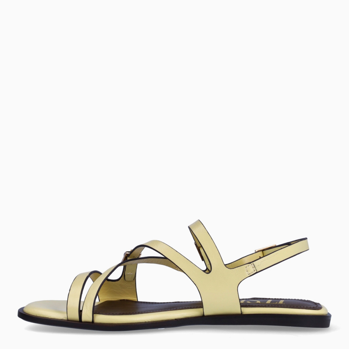 Sandalias de la marca Itse, modelo BELEN. Sandalias elaboradas en piel color amarillo. Interior de sandalias en piel color marrón Sandalias con tiras cruzadas en pala y cierre con tres hebillas, dos en pala y una en tobillo. Sandas Itse con suela de goma plana. Estas sandalias Itse BELEN son ideales para ti!