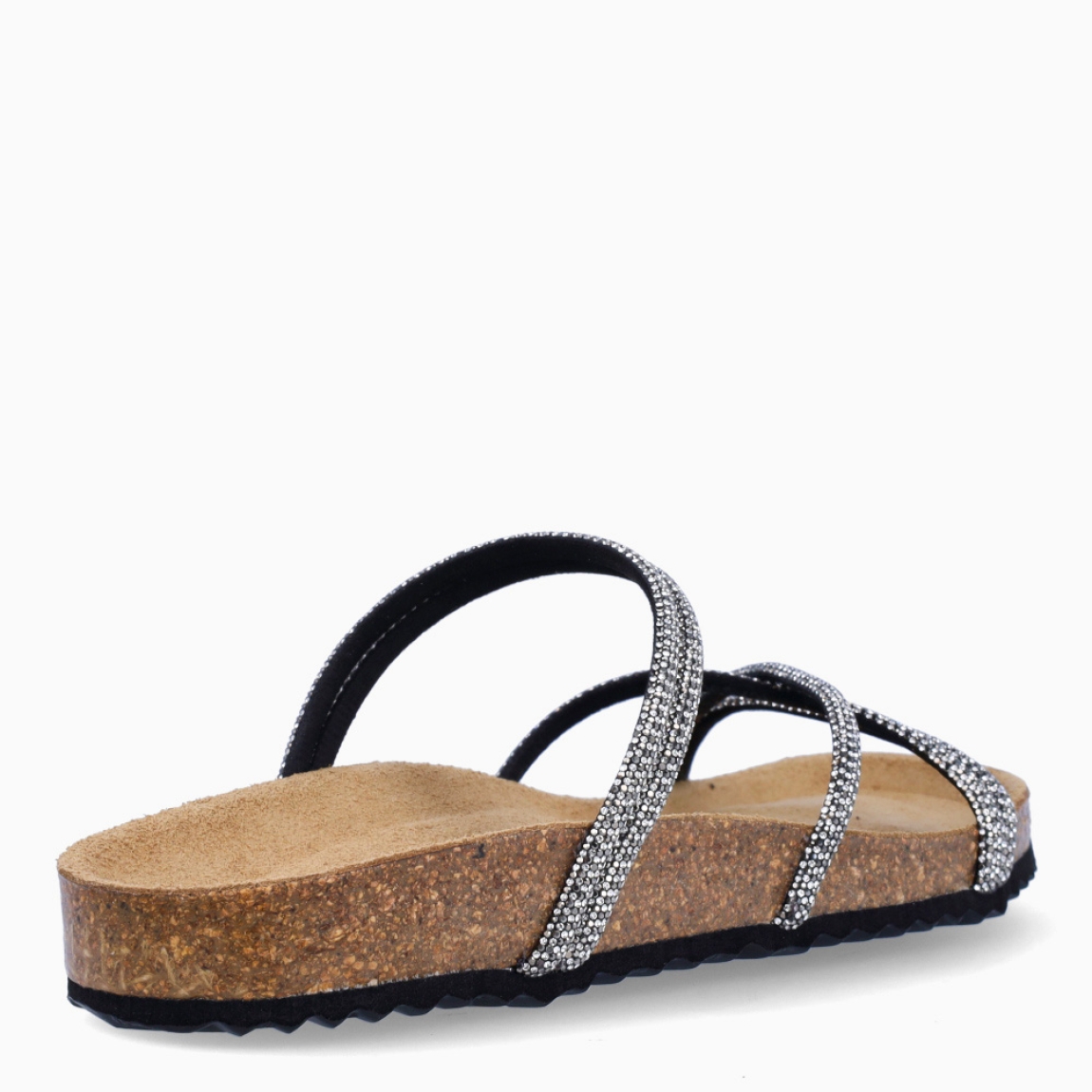 Sandalias de la marca Geox, modelo DASY. Sandalias elaboradas piel con detalle de piedrerías negro y tiras cruzadas en pala. Interior en piel color camel. Cierre de sandalias Geox con cordones y suela de corcho plana. Sandalias Geox DASY ideales para esta temporada!