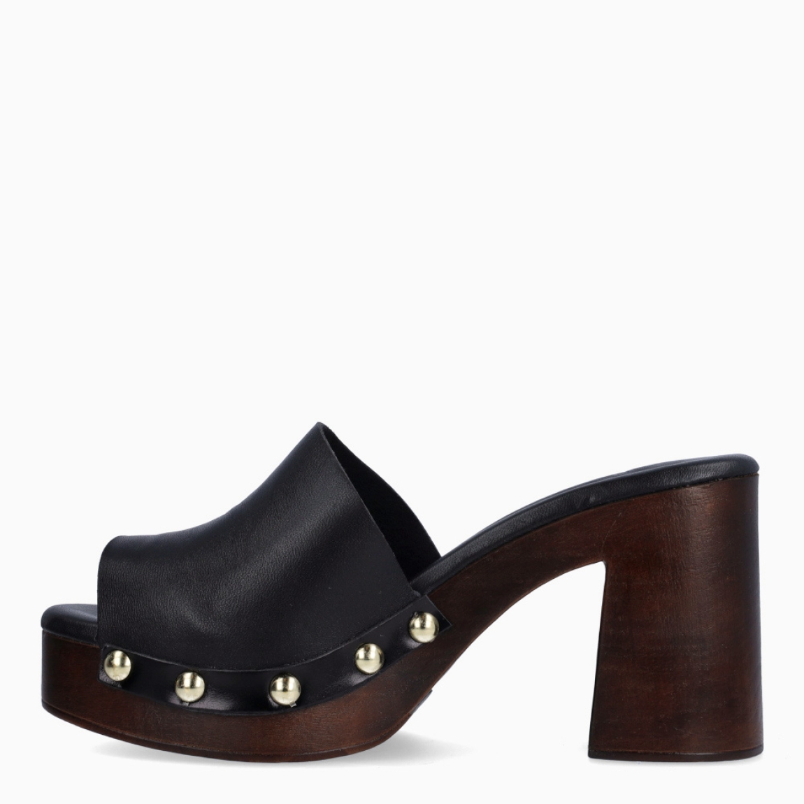 Sandalias de la marca Itse, modelo LUZMILA. Elaboradas en piel color negro con hebilla grande en pala. Interior en piel color negro. Cierre de sandalias Itse con hebilla en tobillo y suela con tacón de 8cm de altura. Estas sandalias chanclas Itse LUZMILA son ideales para ti!