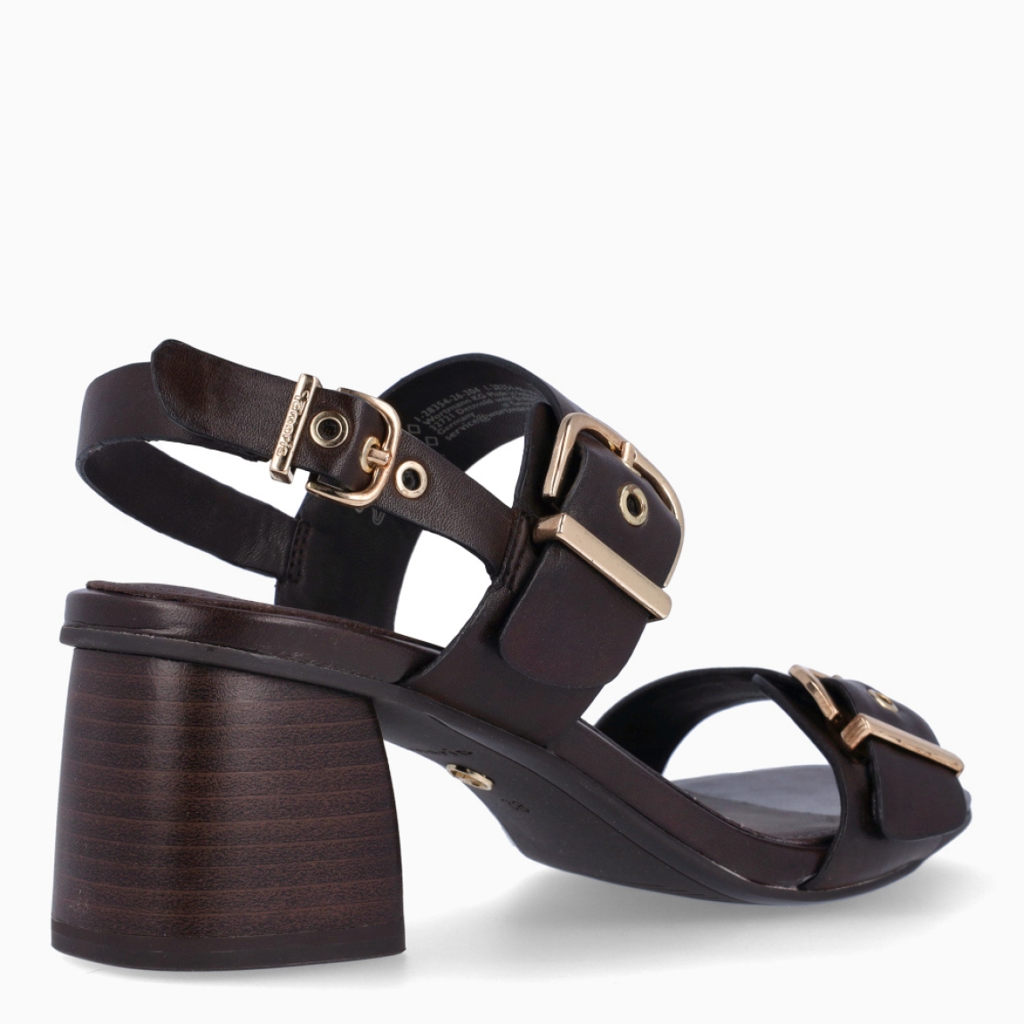 Sandalias de la marca Tamaris, modelo LETY. Sandalias elaboradas en piel color marrón con tiras en pala con detalle de hebillas grandes. Interior en piel color marrón. Cierre de sandalias Tamaris con hebilla en talón. Suela con tacón de 5cm de altura. Estas sandalias Tamaris LETY son ideales para ti!
