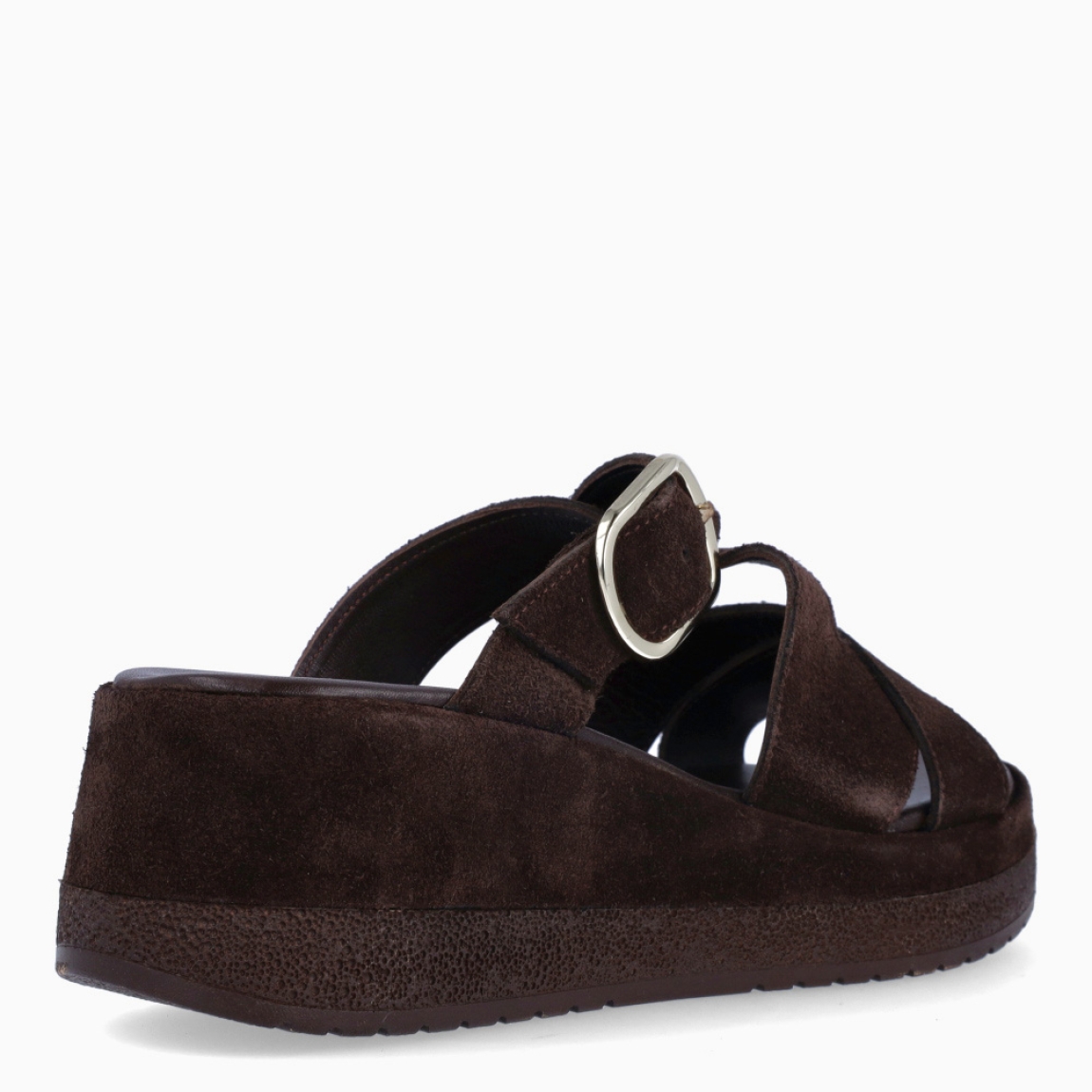 Sandalias de la marca Itse, modelo ALFAMA. Elaboradas en ante color marrón con tiras en pala cruzadas. Interior en piel color marrón Cierre de sandalias con hebilla en pala. Suela de goma con plataforma de 5cm de altura. Estas sandalias Itse ALFAMA son un complemento ideal para ti!