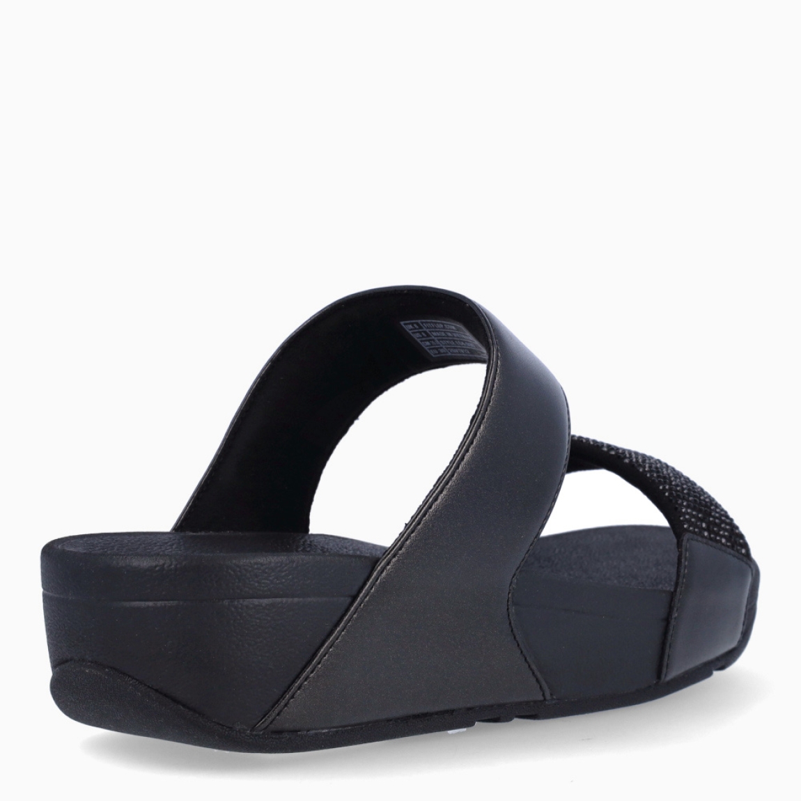 Sandalias de la marca Fitflop, modelo LULU-STRAPS. Sandalias elaboradas en neopreno color negro con brillantes en pala y doble tira. Interior de esclavas en neopreno color negro. Suela de goma con una cuña de 6cm de altura. Estas sandalias Fitflop LULU-STRAPS son ideales para esta temporada!