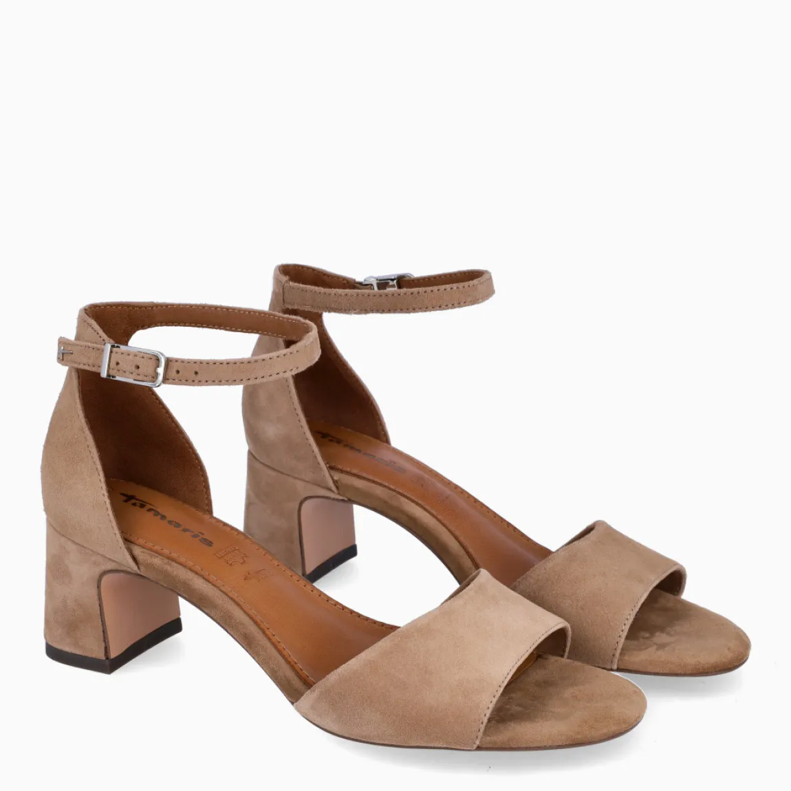 Sandalias de la marca Tamaris, modelo ANGÉLICA. Sandalias elaboradas en ante color beig con tira en pala. Interior en piel color nude y cierre de hebilla en tobillo. Sandalias Tamaris con tacón de 5cm de altura. Estas sandalias Tamaris ANGÉLICA son un complemento ideal para ti!