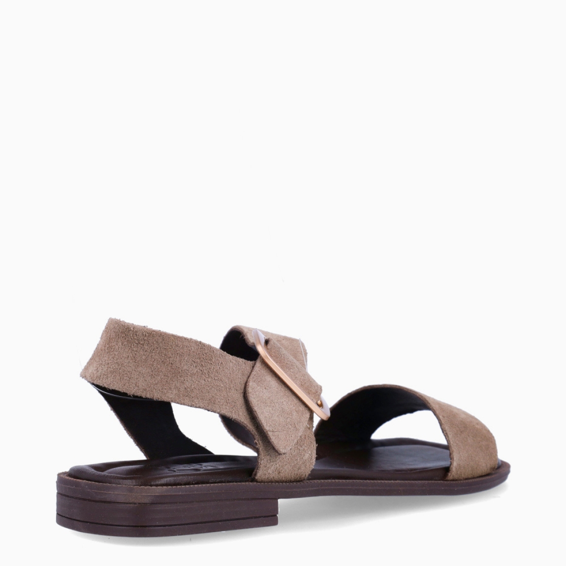 Sandalias de la marca Itse, modelo DEMI. Exterior elaborado en ante color taupe. Interior en piel color marrón. Sandalias Itse con cierre de hebilla en el tobillo y suela plana. Estas sandalias Itse DEMI son un complemento clásico, ideal para esta temporada!